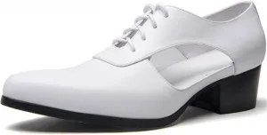 Mens Sandals High Heels Leather Dress Men Shoes Business Office Work Breathable Hollow Pointed-Toe Shoes Sandals(OneColor,10code)