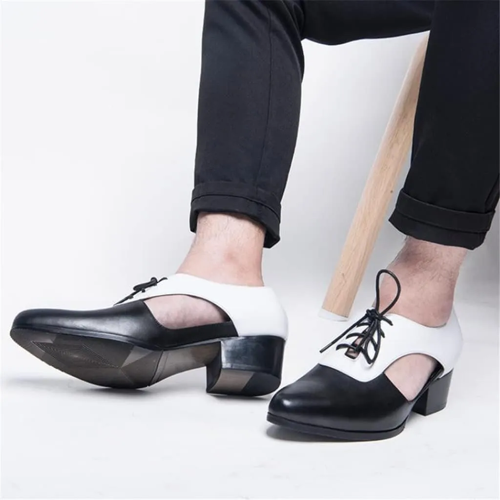 Mens Sandals High Heels Leather Dress Men Shoes Business Office Work Breathable Hollow Pointed-Toe Shoes Sandals(OneColor,9.5code)