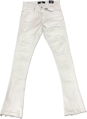 Mens Theo Stacked White Jeans