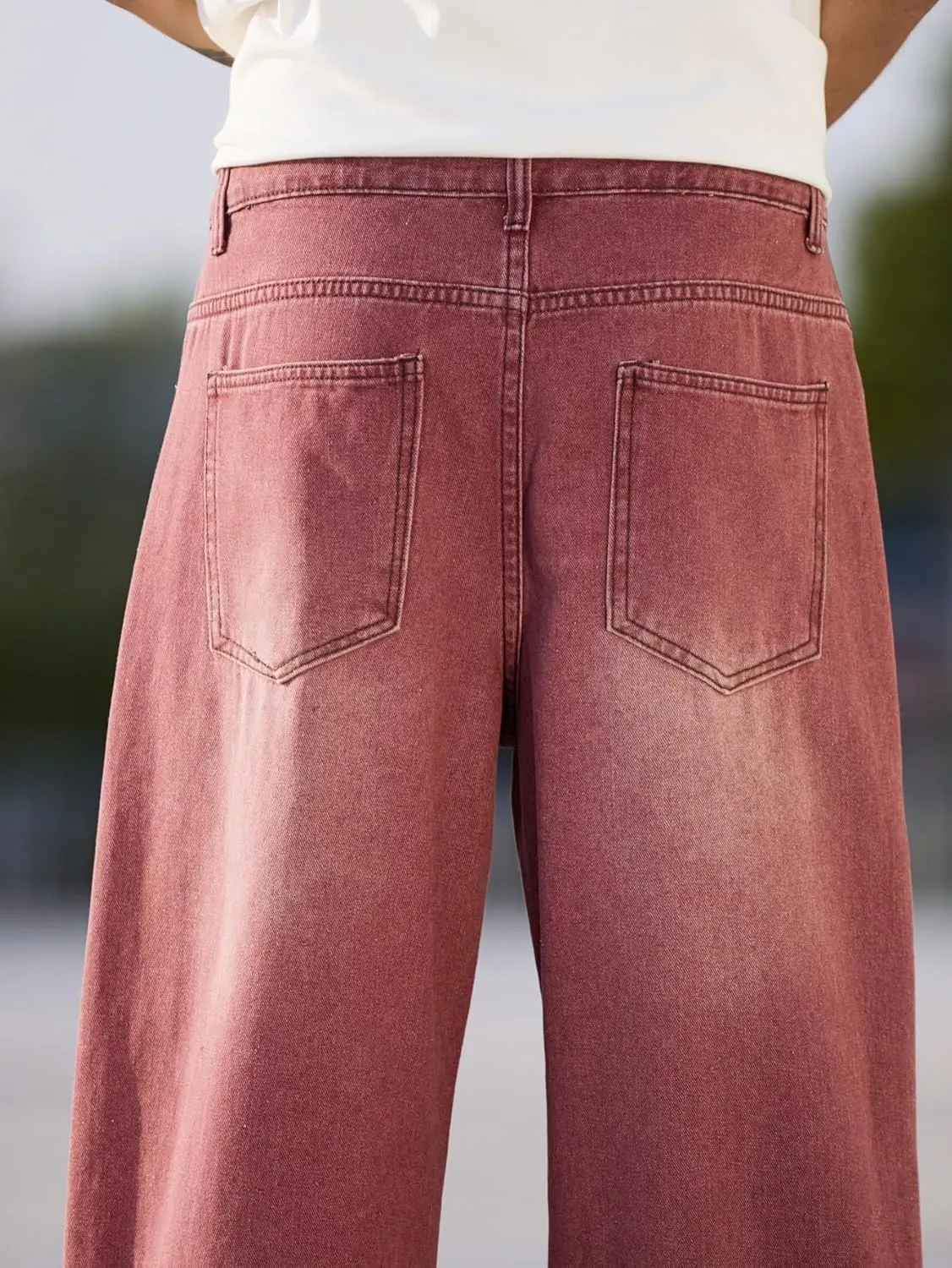 Mens Wide Leg Baggy Jeans Y2k Casual Fashion Loose Denim Pants Work Office Streetwear