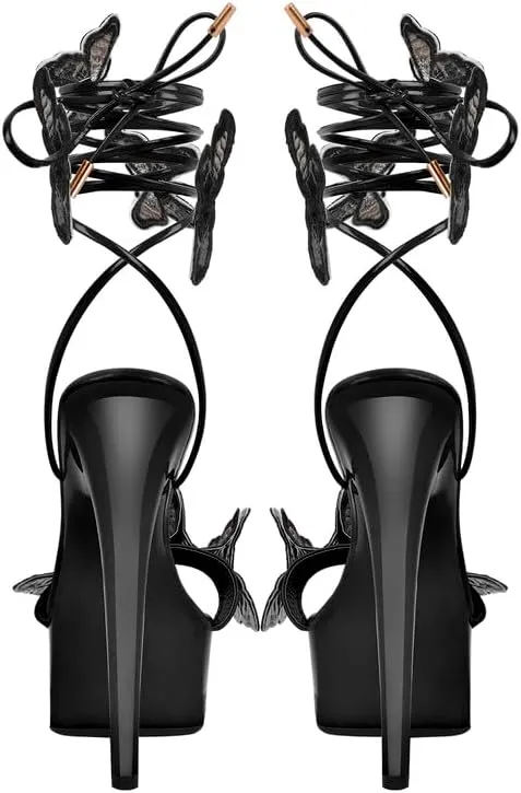 MissHeel Butterfly Heels Lace Up Platform High Heel Sandals