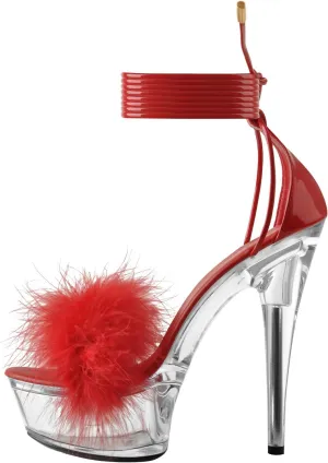 MissHeel Lace Up Clear Platform Heels Stiletto Sandals
