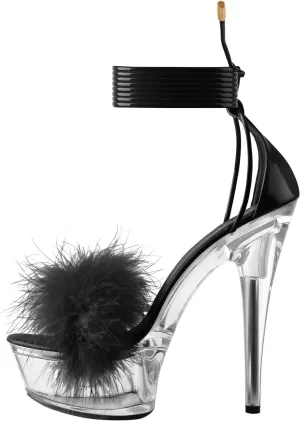 MissHeel Lace Up Clear Platform Heels Stiletto Sandals