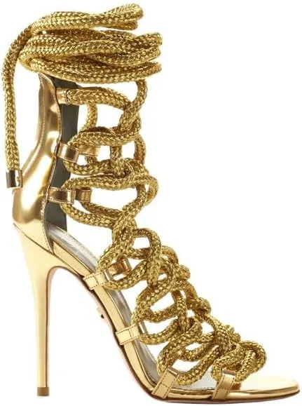 MissHeel Thick Rope Heels Lace Up Stiletto Sandals with Zipper