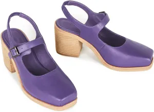 MOOMMO Women Block High Heel Slingback Mary Jane Pumps Platform Square Toe Ankle Buckle Strap Closed Toe Sandals 3 Inch Stacked Chunky Heel Dress Pumps Matte Retro Comfy Office Daily 4-11 M US