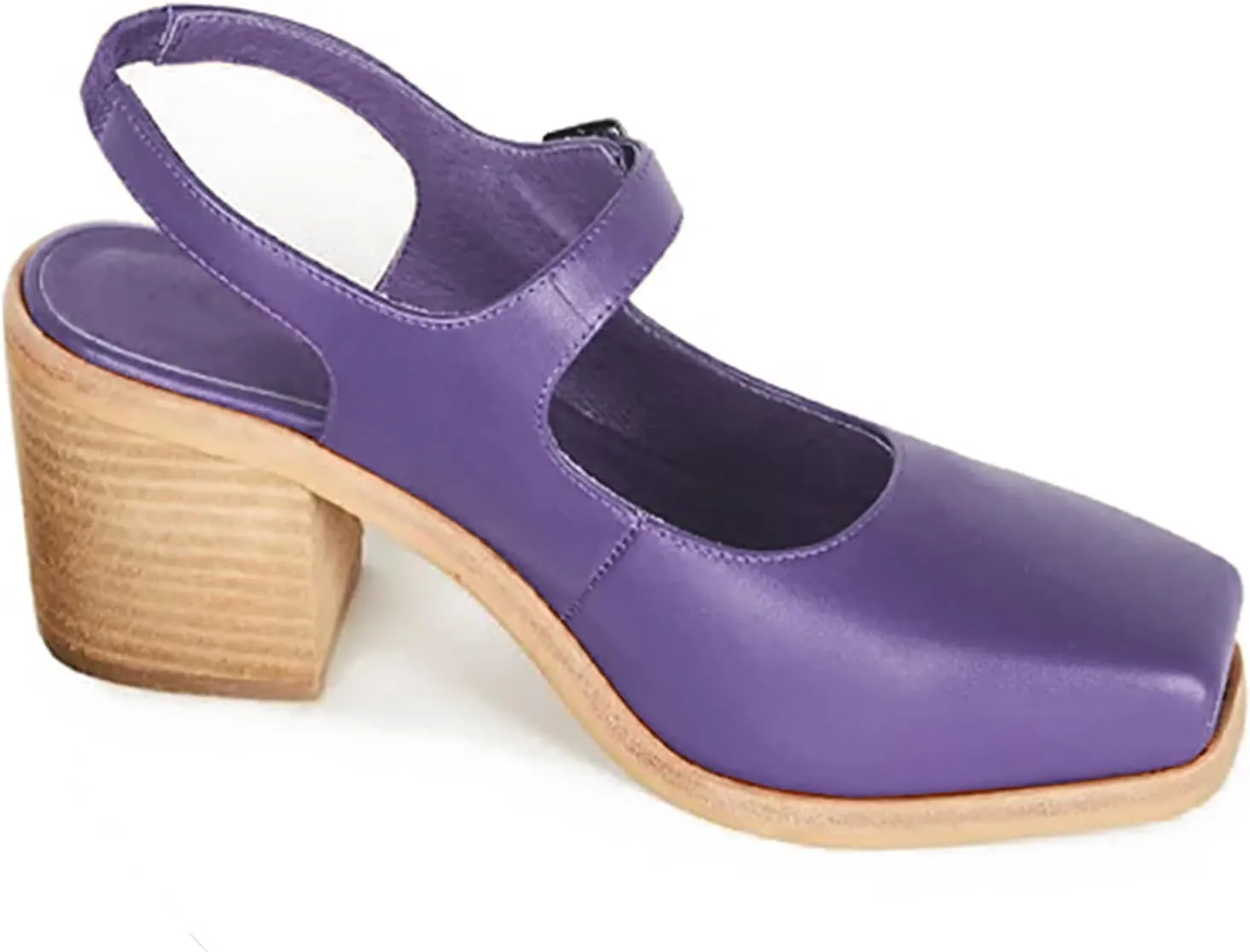 MOOMMO Women Block High Heel Slingback Mary Jane Pumps Platform Square Toe Ankle Buckle Strap Closed Toe Sandals 3 Inch Stacked Chunky Heel Dress Pumps Matte Retro Comfy Office Daily 4-11 M US