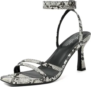 Mostrin Womens Sandals Strappy Heels for Women Ankle Strap Lace Up Heels Square Open Toe Heels Tie Up Stiletto High Heeled Sandals for Prom, Party, Daily Wear