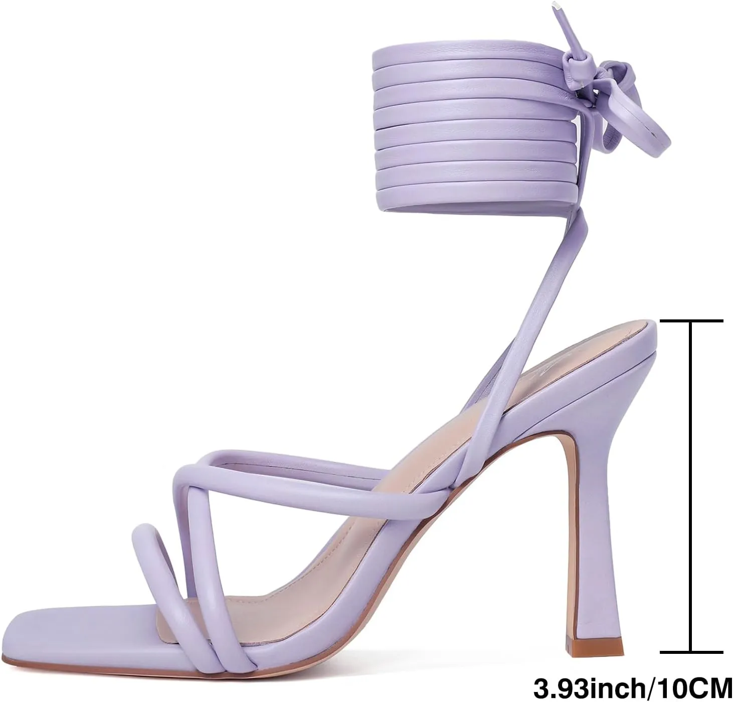 Mostrin Womens Sandals Strappy Heels for Women Lace Up Square Open Toe Heels Tie Up High Heeled Sandals for Prom, Party, Daily Wear