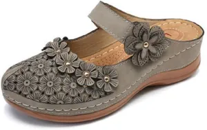 Mules for Women Wedge Sandals Comfortable Dressy Summer Closed Toe Mules Casual Slip On Shoes with Adjustable Hook Loop
