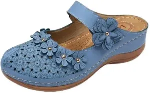 Mules for Women Wedge Sandals Comfortable Dressy Summer Closed Toe Mules Casual Slip On Shoes with Adjustable Hook Loop