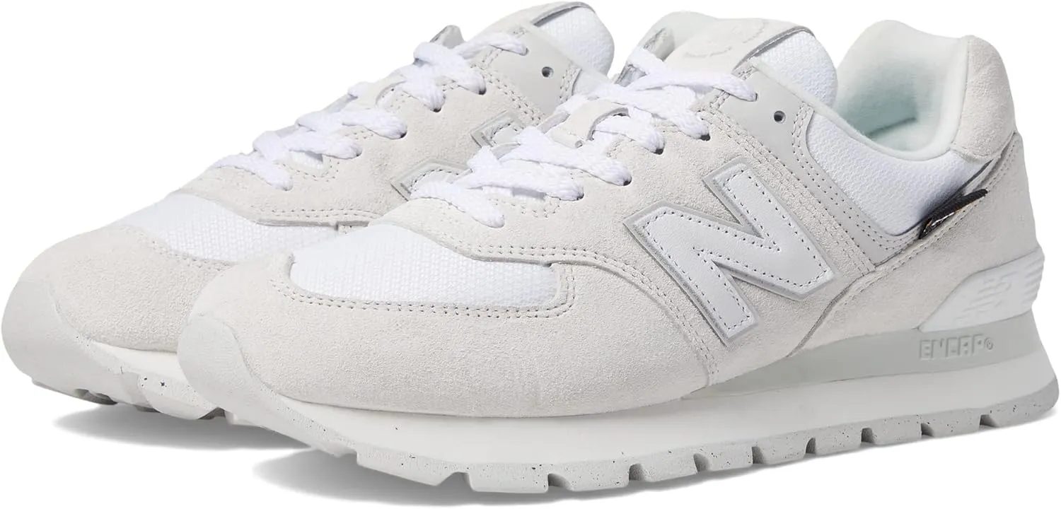 New Balance Classics 574D Rugged Sneakers for Men - Low Top Silhouette and Breathable Textile Lining White/White 7 D - Medium