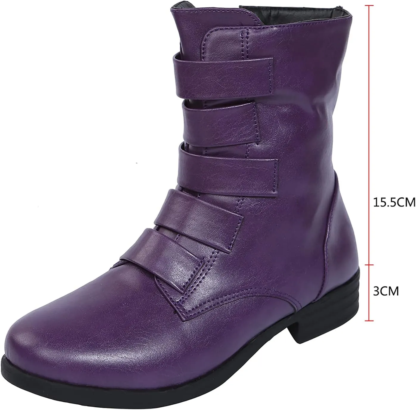 oiangi Ankle Boots for Women Low Heel Fashion Round Toe Solid Straps Side Zipper Medium Tube Low Heel Short Boots Casual Indoor Outdoor Ladies Shoes