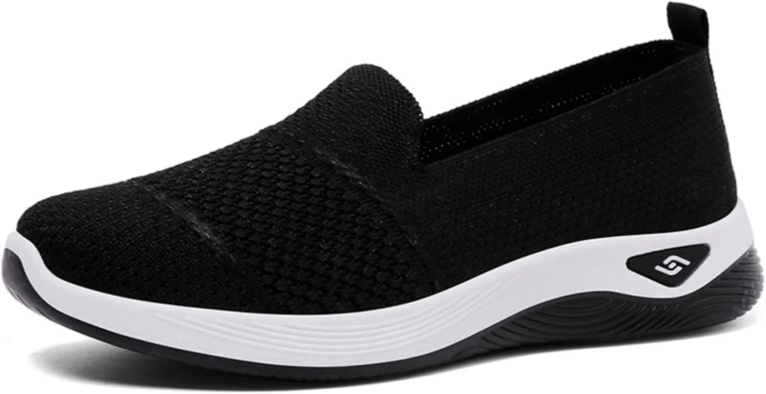 Orthopedic Breathable Slip on Shoes for Women Lightweight Arch Support Sneakers Diabetic Memory Foam Shoes Comfortable Mesh Sandals
