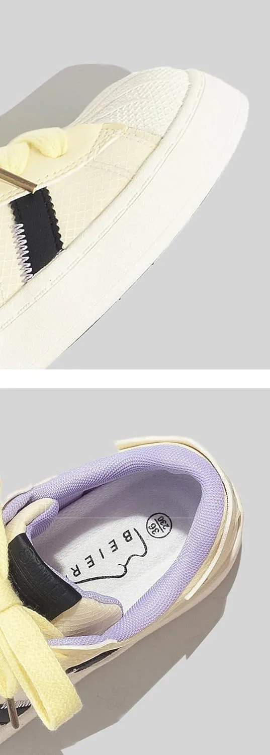 Paw Retro Shell-Toe Cute Shoes - Y2K Kawaii Chunky Sneakers for Women & Girls, Comfy Breathable White Casual Trainer for Back to School, Beach Travel, Campus Concerts, All-Match Minimalist Streetwear