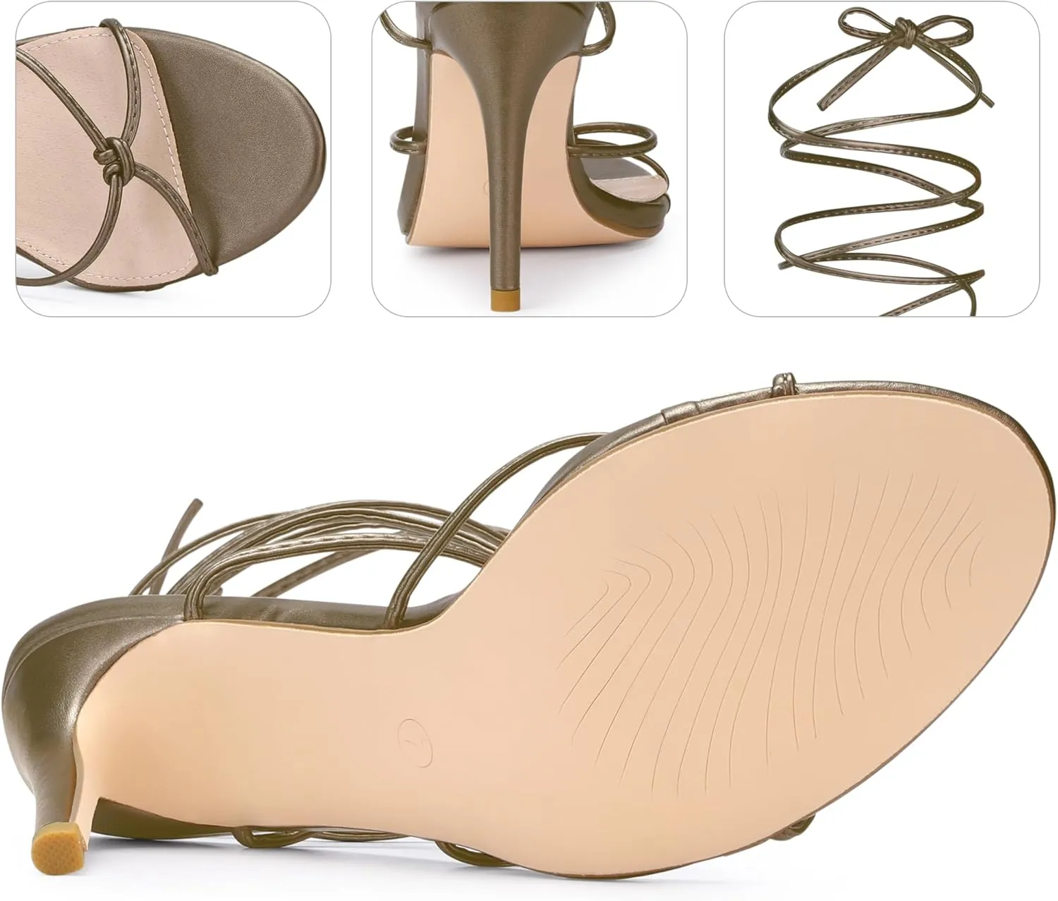 Perphy Lace Up Slingback Strappy Stiletto Heels Sandals for Women