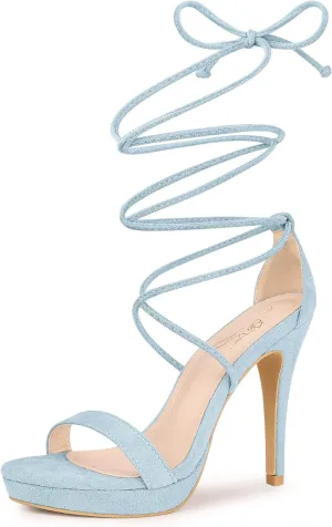 Perphy Platform Stiletto Heels Lace Up Sandals for Women