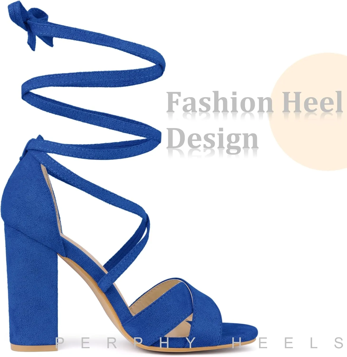 Perphy Strappy Chunky Heels Lace Up Sandals for Women