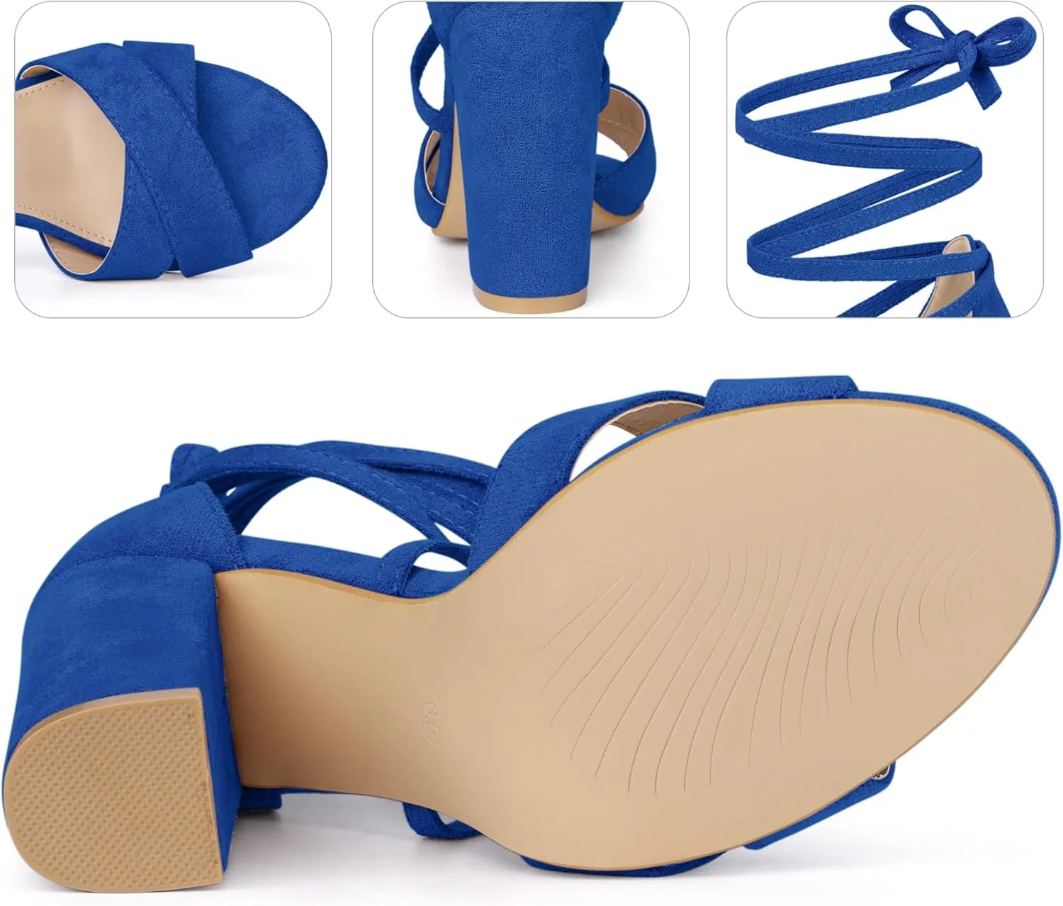 Perphy Strappy Chunky Heels Lace Up Sandals for Women