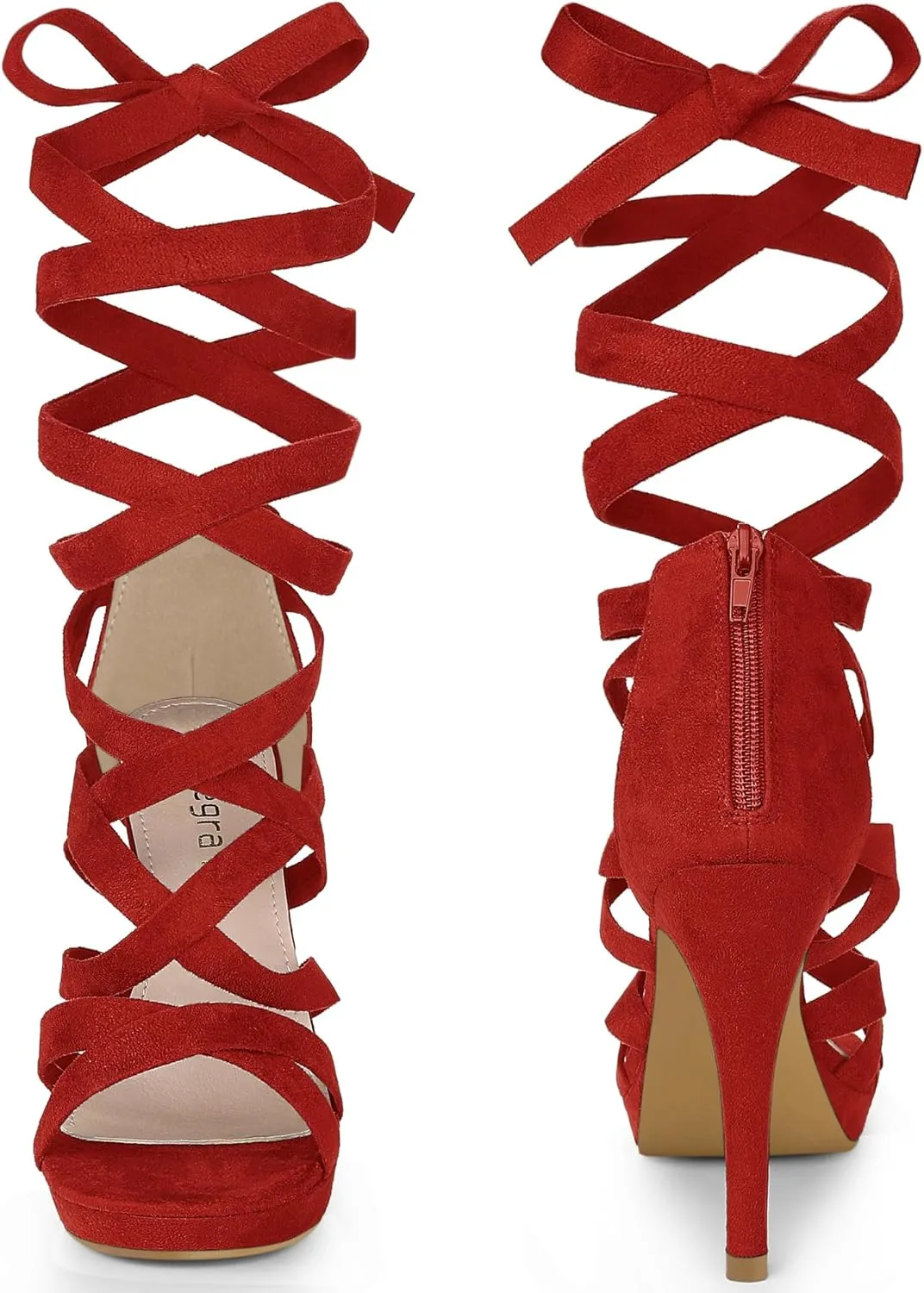 Perphy Strappy Platform Lace Up Stiletto Heels Sandals for Women