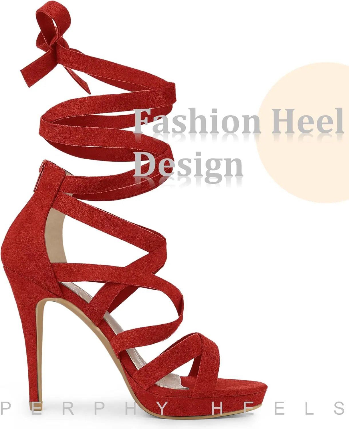 Perphy Strappy Platform Lace Up Stiletto Heels Sandals for Women