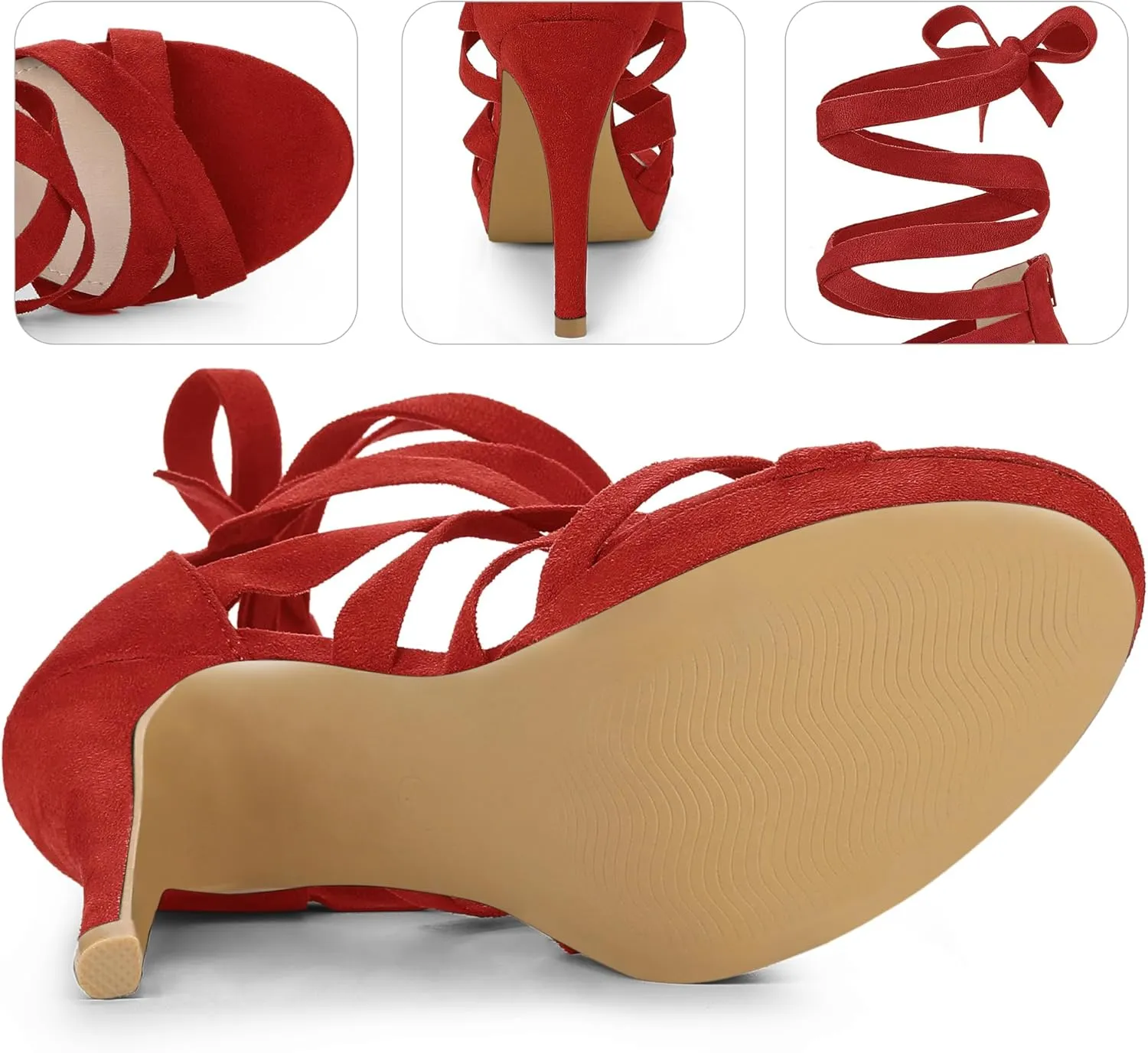 Perphy Strappy Platform Lace Up Stiletto Heels Sandals for Women