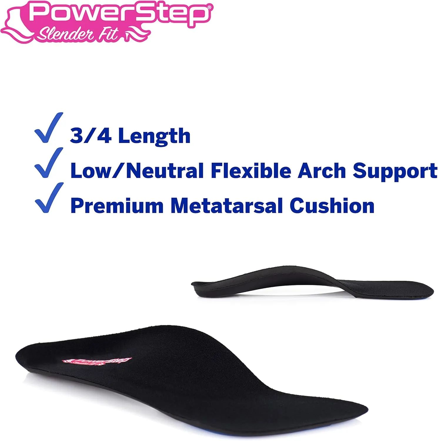 PowerStep Insoles, Slenderfit 3/4 Insole, Arch Support Insole for High Heels, Women's High Heel Shoe, Dress Boot Insert