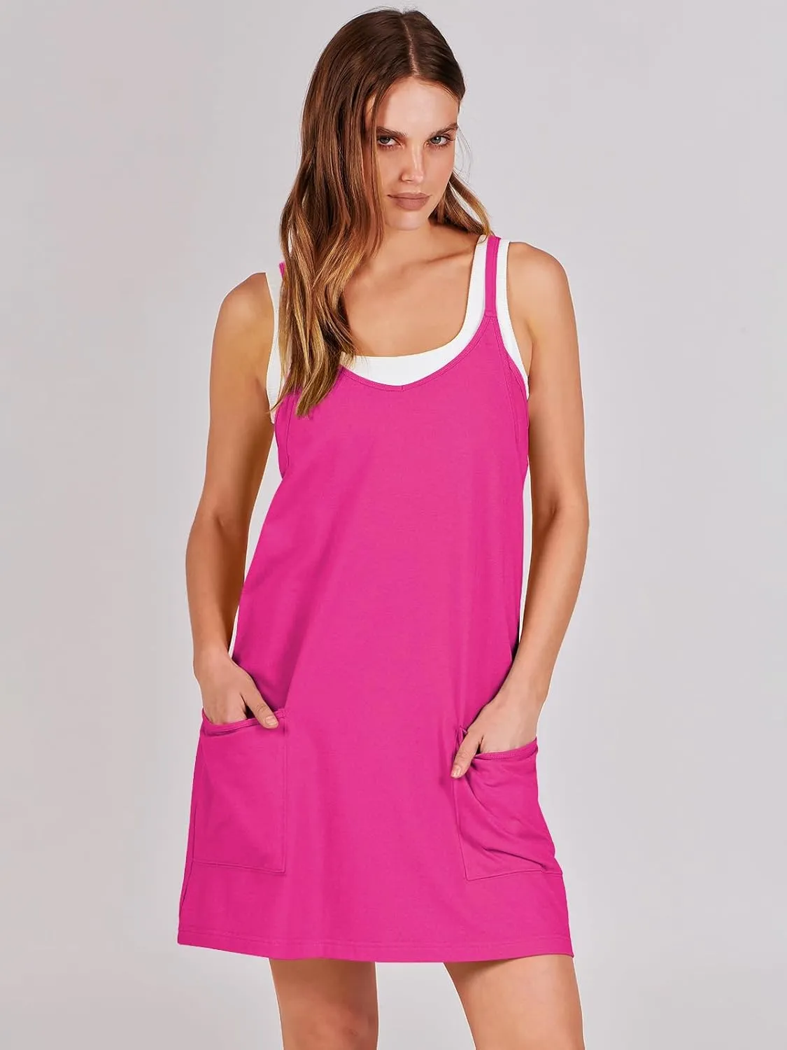 Prinbara Women Athletic Tennis Dress Summer Workout Sports Mini Romper Dress Built in Shapewear Shorts Sundress 2025 Outfits