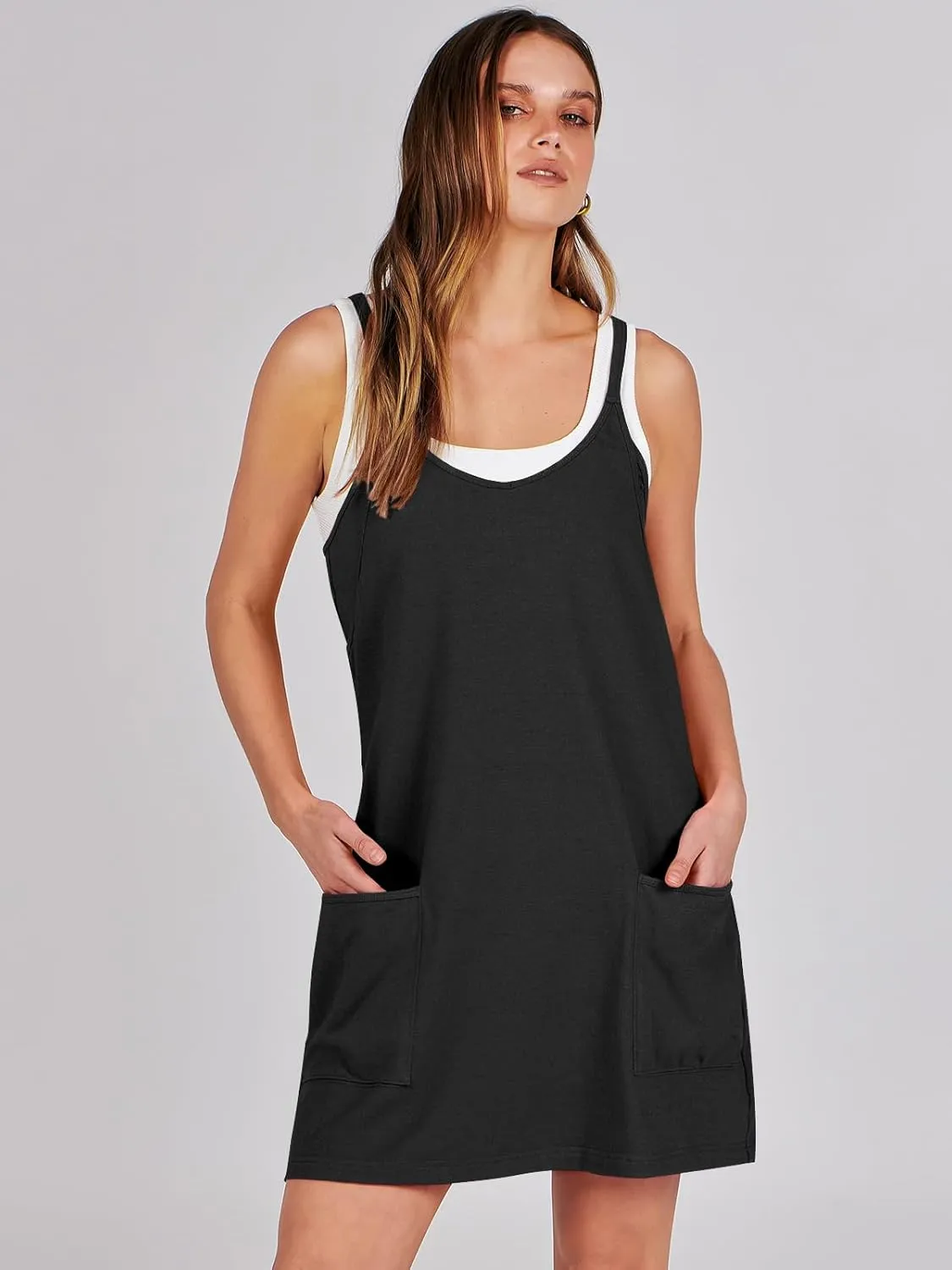 Prinbara Women Athletic Tennis Dress Summer Workout Sports Mini Romper Dress Built in Shapewear Shorts Sundress 2025 Outfits