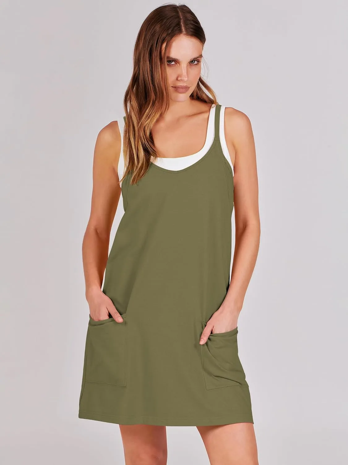 Prinbara Women Athletic Tennis Dress Summer Workout Sports Mini Romper Dress Built in Shapewear Shorts Sundress 2025 Outfits