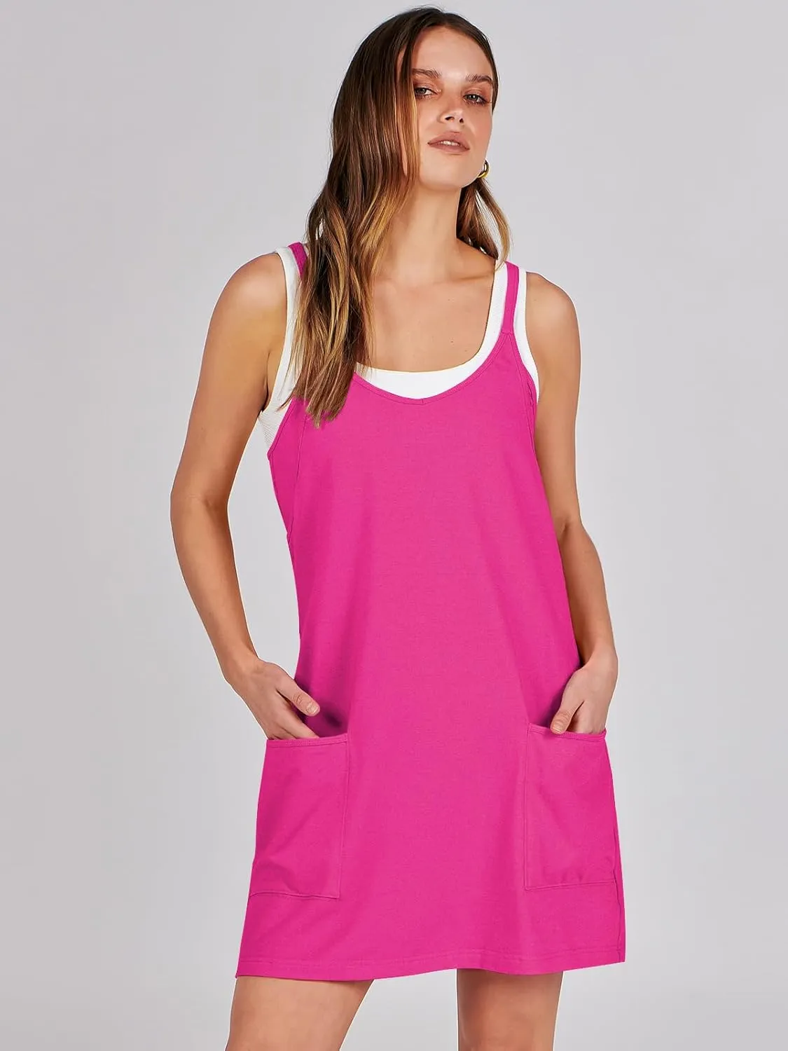 Prinbara Women Athletic Tennis Dress Summer Workout Sports Mini Romper Dress Built in Shapewear Shorts Sundress 2025 Outfits