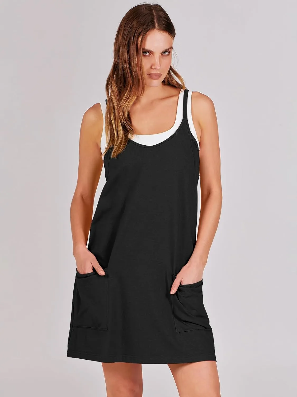 Prinbara Women Athletic Tennis Dress Summer Workout Sports Mini Romper Dress Built in Shapewear Shorts Sundress 2025 Outfits
