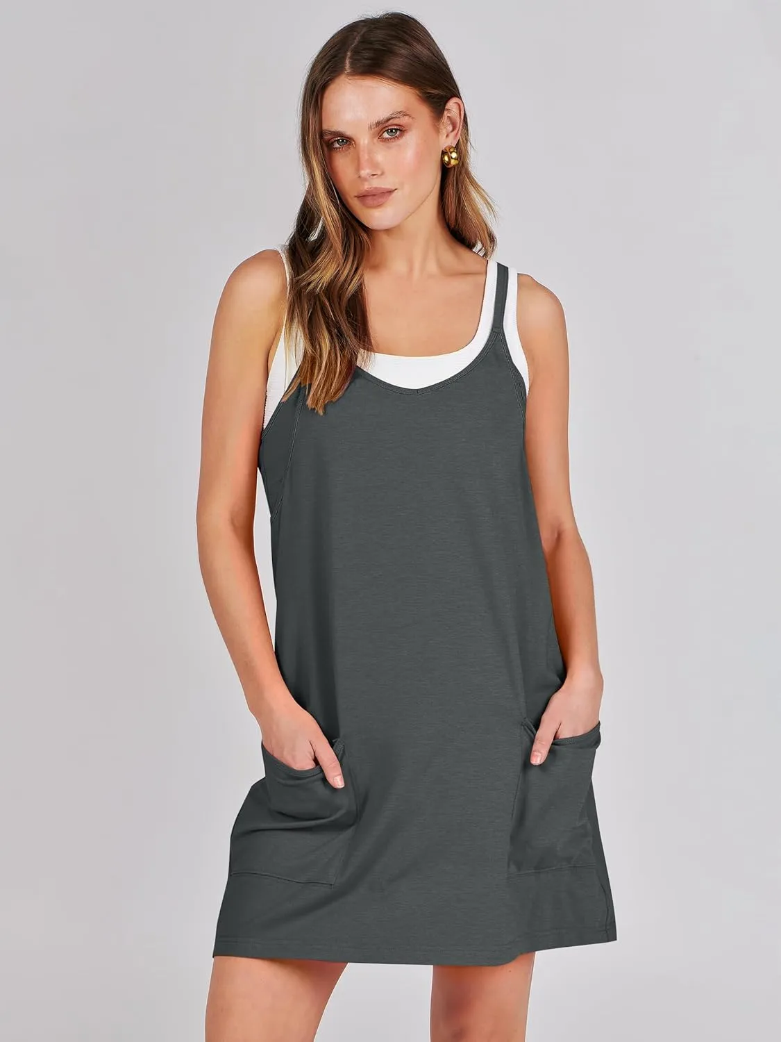 Prinbara Women Athletic Tennis Dress Summer Workout Sports Mini Romper Dress Built in Shapewear Shorts Sundress 2025 Outfits