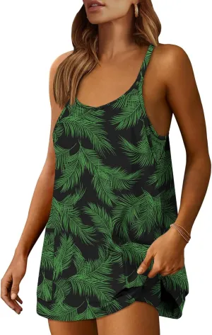 Prinbara Women Athletic Tennis Dress Summer Workout Sports Mini Romper Dress Built in Shapewear Shorts Sundress 2025 Outfits