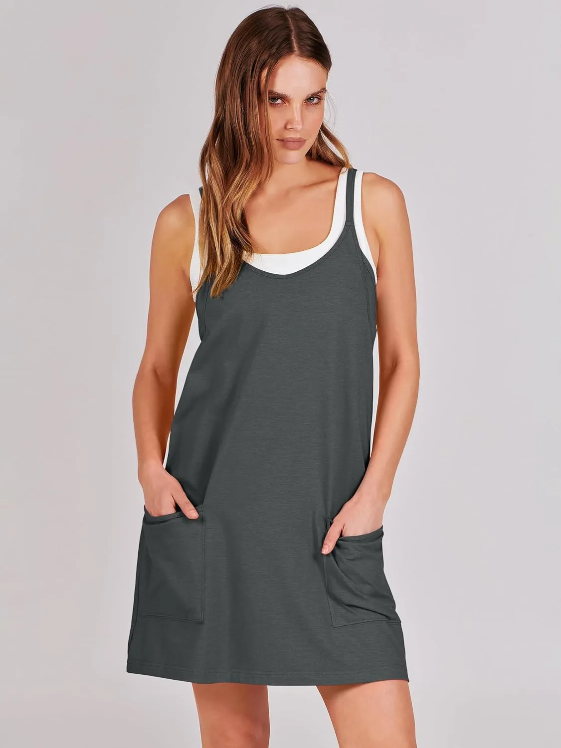 Prinbara Women Athletic Tennis Dress Summer Workout Sports Mini Romper Dress Built in Shapewear Shorts Sundress 2025 Outfits