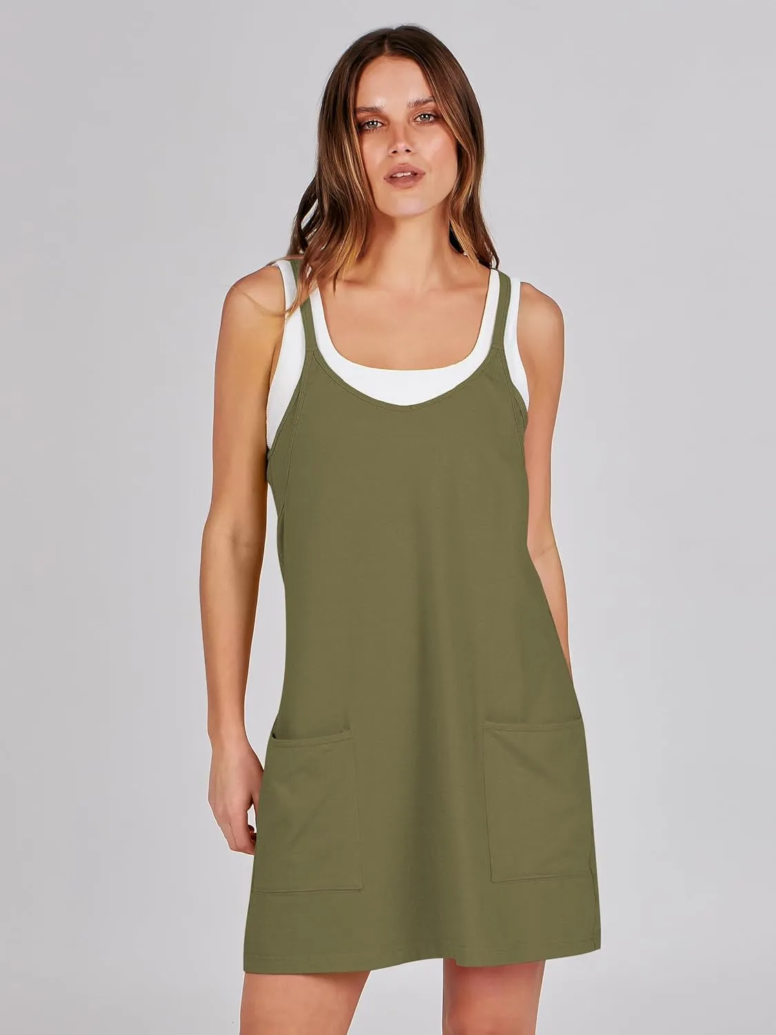 Prinbara Women Athletic Tennis Dress Summer Workout Sports Mini Romper Dress Built in Shapewear Shorts Sundress 2025 Outfits