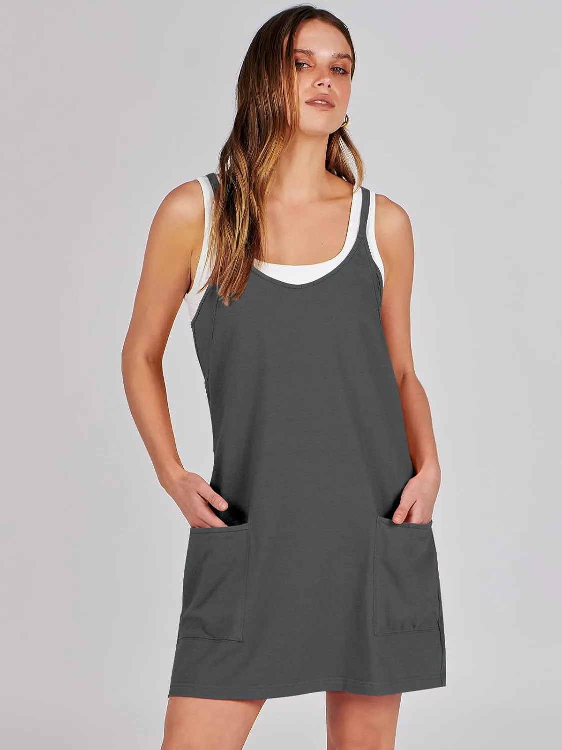 Prinbara Women Athletic Tennis Dress Summer Workout Sports Mini Romper Dress Built in Shapewear Shorts Sundress 2025 Outfits