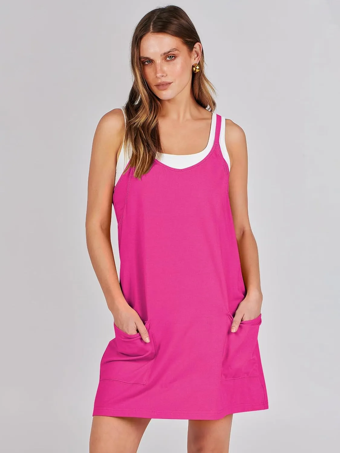 Prinbara Women Athletic Tennis Dress Summer Workout Sports Mini Romper Dress Built in Shapewear Shorts Sundress 2025 Outfits