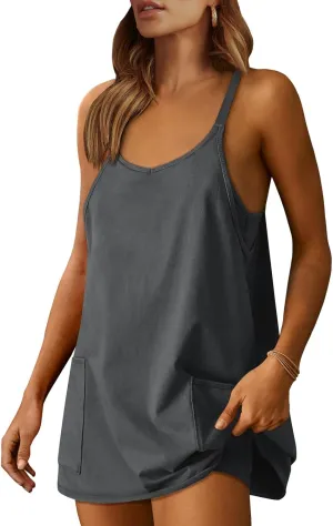 Prinbara Women Athletic Tennis Dress Summer Workout Sports Mini Romper Dress Built in Shapewear Shorts Sundress 2025 Outfits