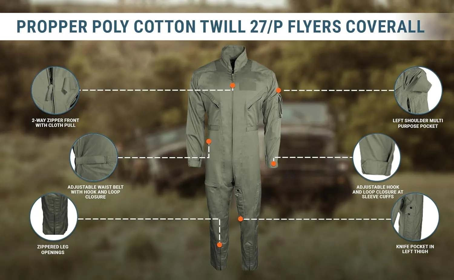 Propper mens Poly Cotton Twill 27/P Flyers Coverall