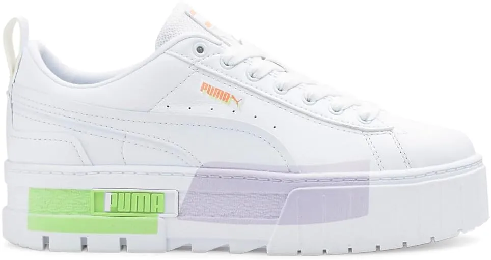 Puma Womens Mayze Mis Platform Lace Up Sneakers Shoes Casual - Green, Purple, White