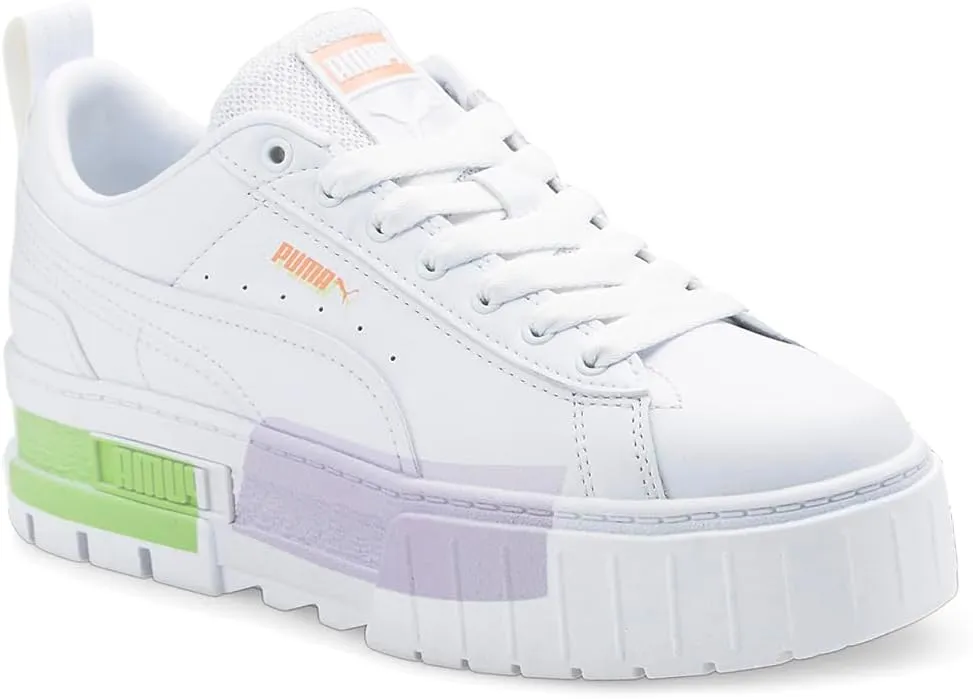 Puma Womens Mayze Mis Platform Lace Up Sneakers Shoes Casual - Green, Purple, White
