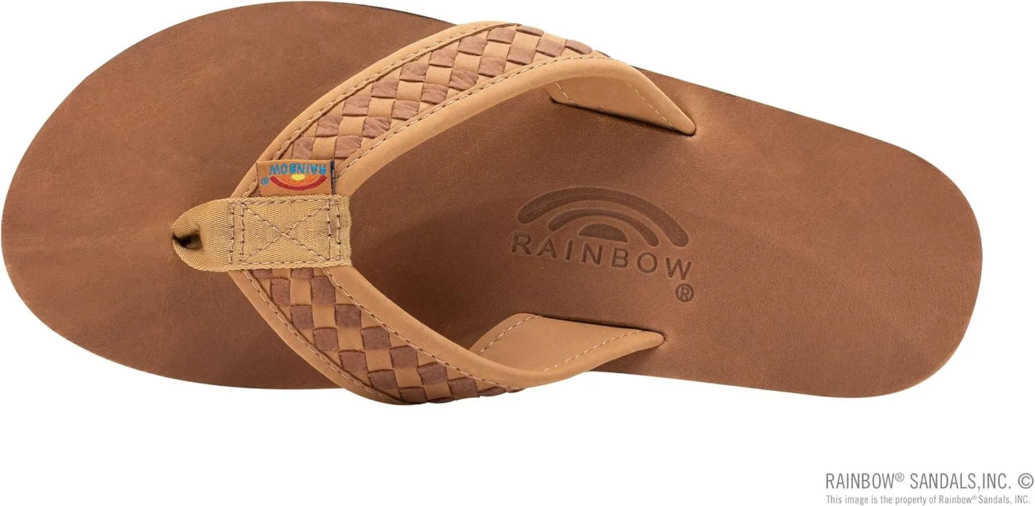 Rainbow Sandals Mens The Bentley Luxury Leather - Single Layer Arch Hand Woven Strap