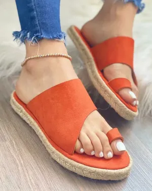 Retro suede flat espadrilles slippers