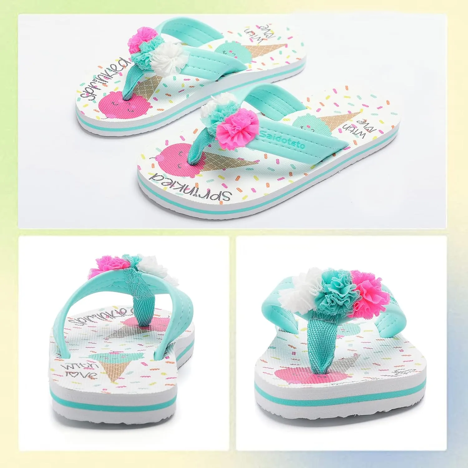 Saidoteto Boys Girls Flip Flops Child Summer Slip-on Thong Sandals Beach Pool Water Shoes(Little/Big Kid)