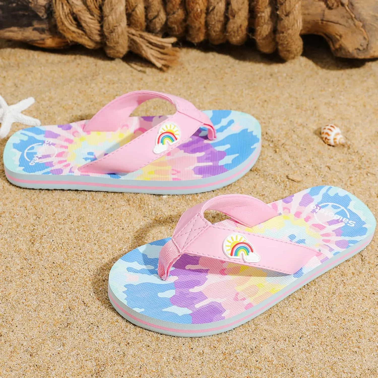 Saidoteto Boys Girls Flip Flops Child Summer Slip-on Thong Sandals Beach Pool Water Shoes(Little/Big Kid)