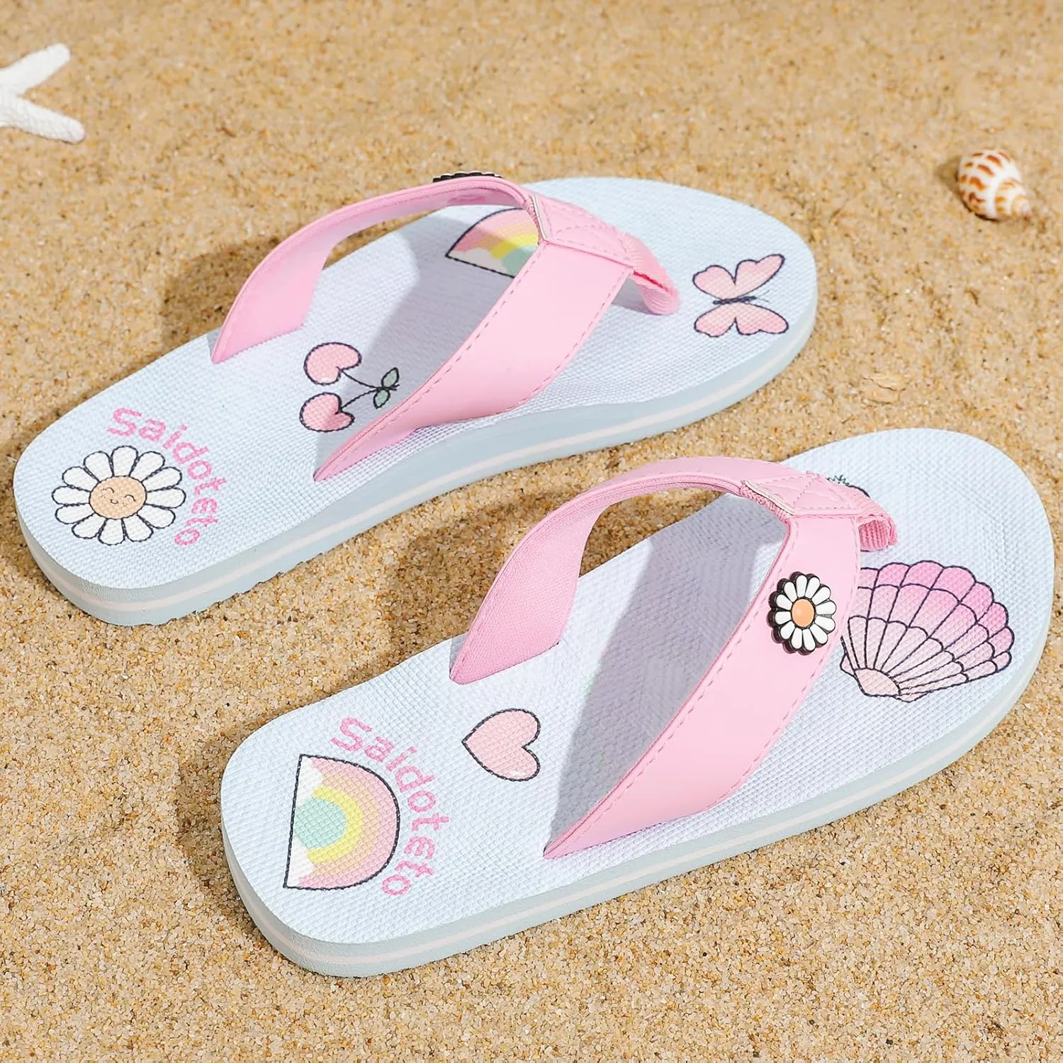 Saidoteto Boys Girls Flip Flops Child Summer Slip-on Thong Sandals Beach Pool Water Shoes(Little/Big Kid)
