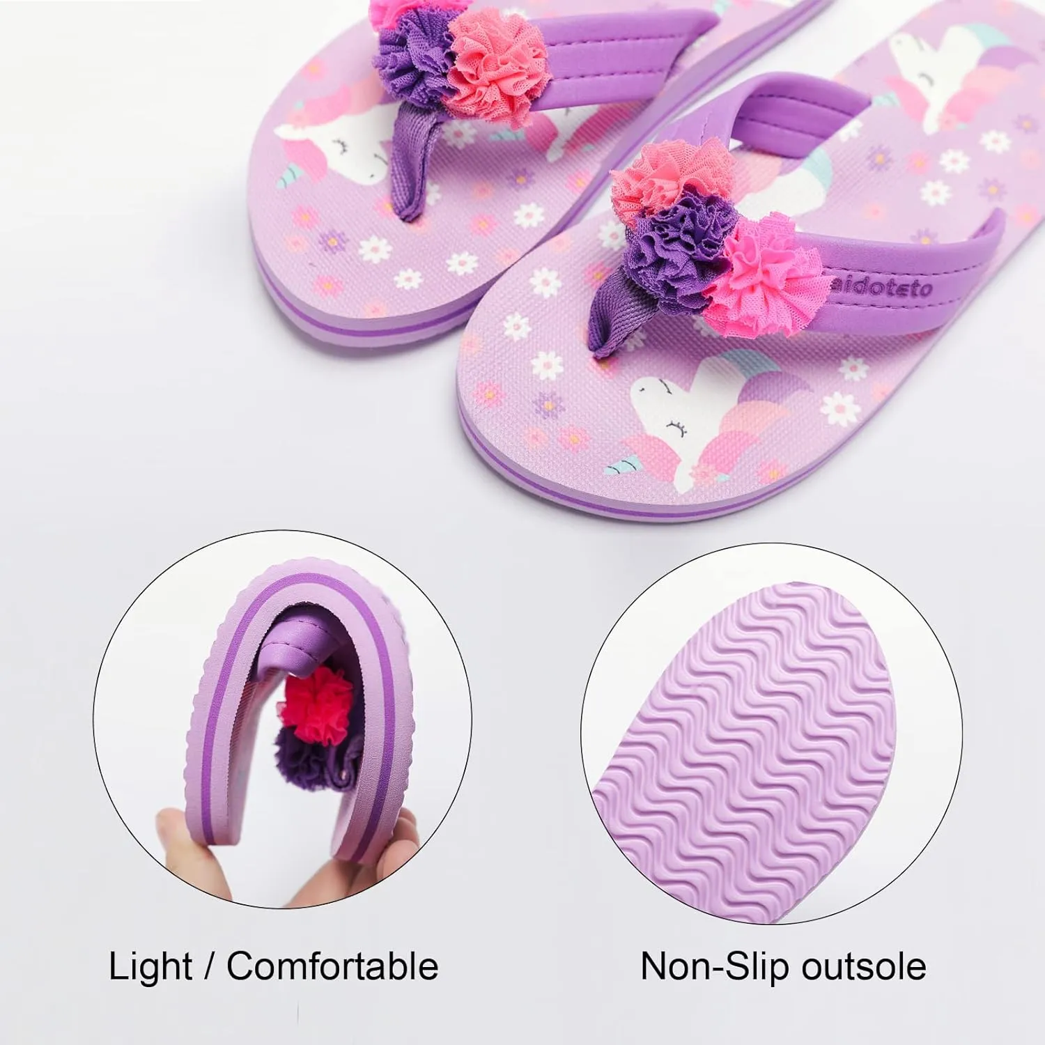 Saidoteto Boys Girls Flip Flops Child Summer Slip-on Thong Sandals Beach Pool Water Shoes(Little/Big Kid)