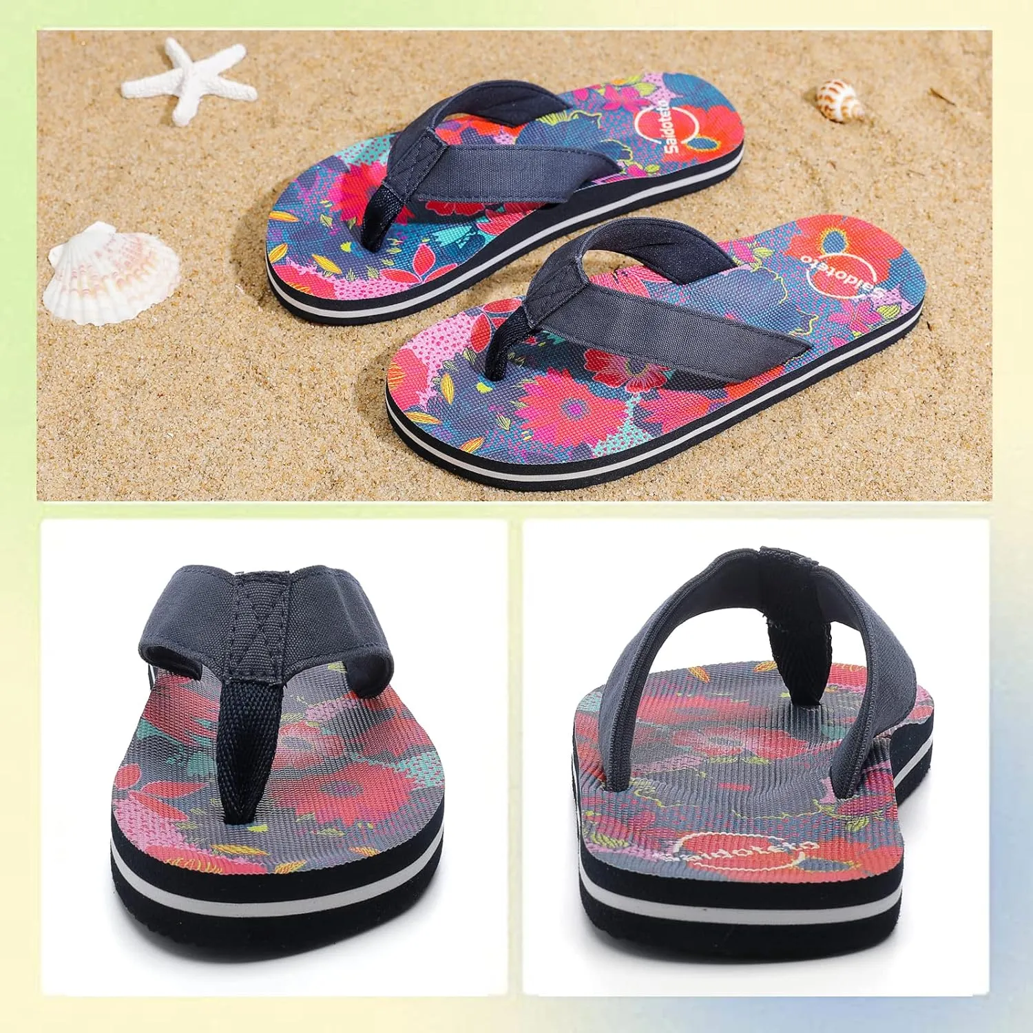 Saidoteto Boys Girls Flip Flops Child Summer Slip-on Thong Sandals Beach Pool Water Shoes(Little/Big Kid)