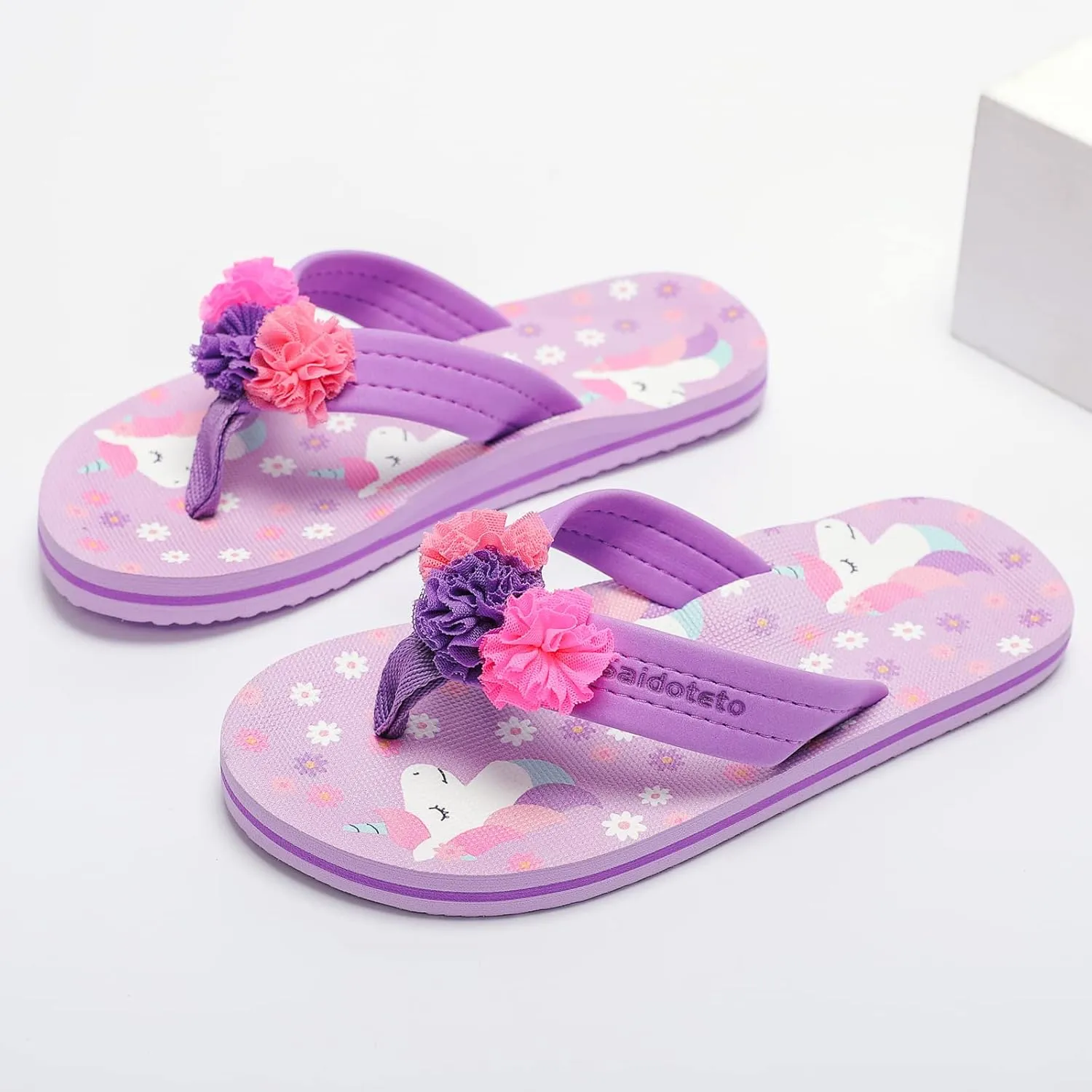Saidoteto Boys Girls Flip Flops Child Summer Slip-on Thong Sandals Beach Pool Water Shoes(Little/Big Kid)