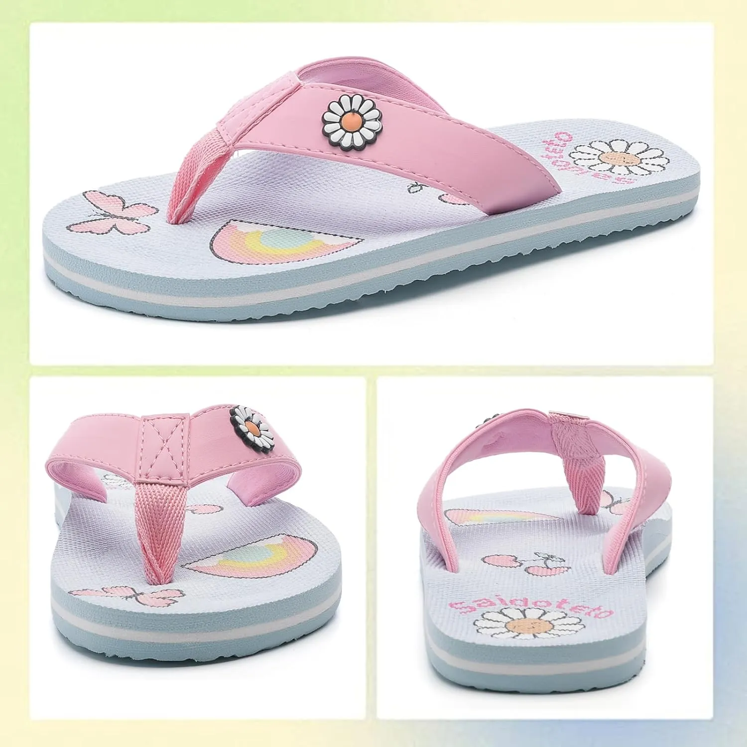 Saidoteto Boys Girls Flip Flops Child Summer Slip-on Thong Sandals Beach Pool Water Shoes(Little/Big Kid)